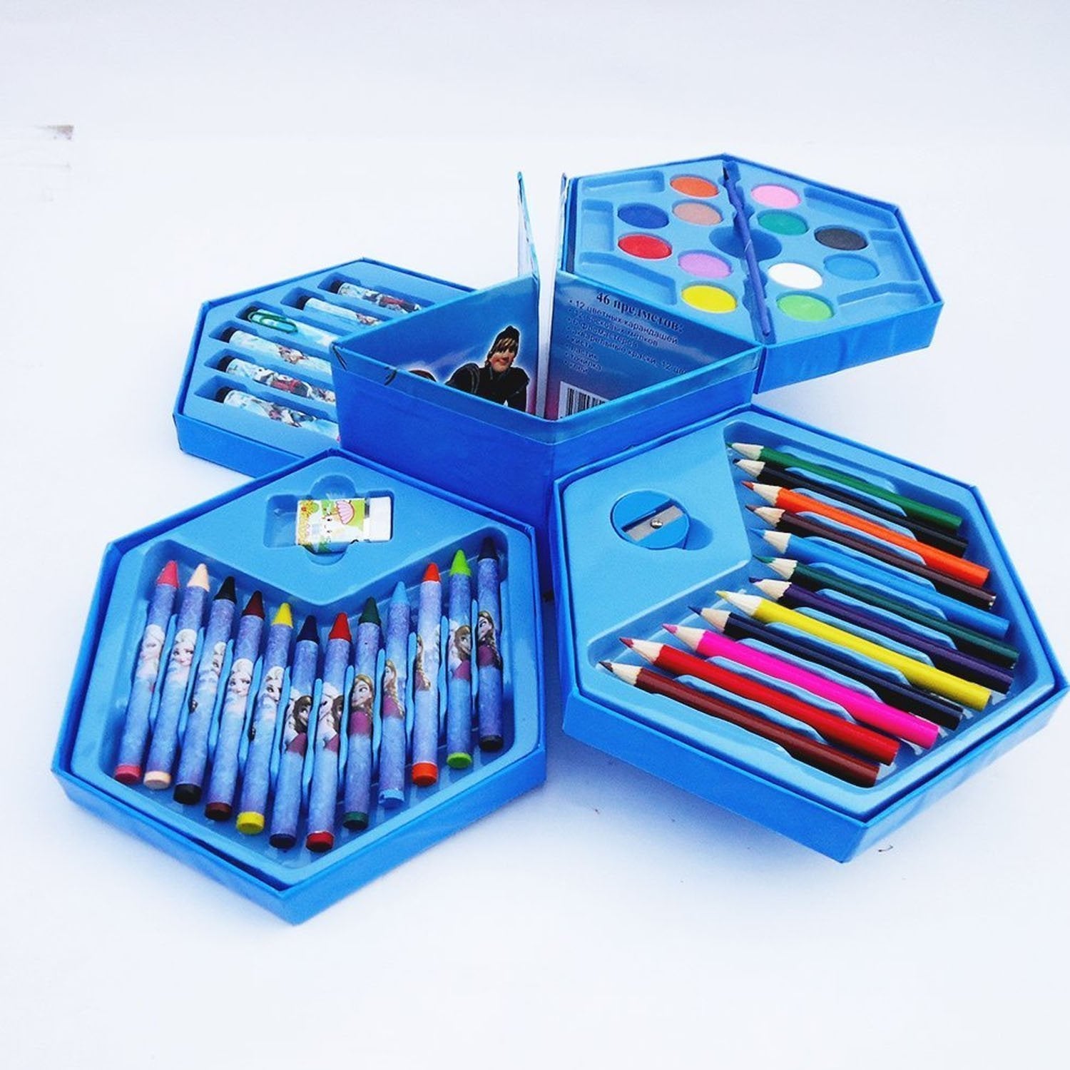 0859 46 Pcs Plastic Art Colour Set with Color Pencil, Crayons, Oil Pastel and Sketch Pens - SkyShopy 0859 46 Pcs Plastic Art Colour Set with Color Pencil, Crayons, Oil Pastel and Sketch Pens - SkyShopy
